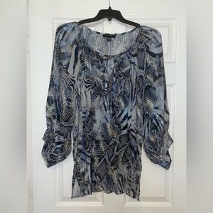 Women’s Karen Kane Snake Skin Printed Blouse with Front Tie, Size 3X